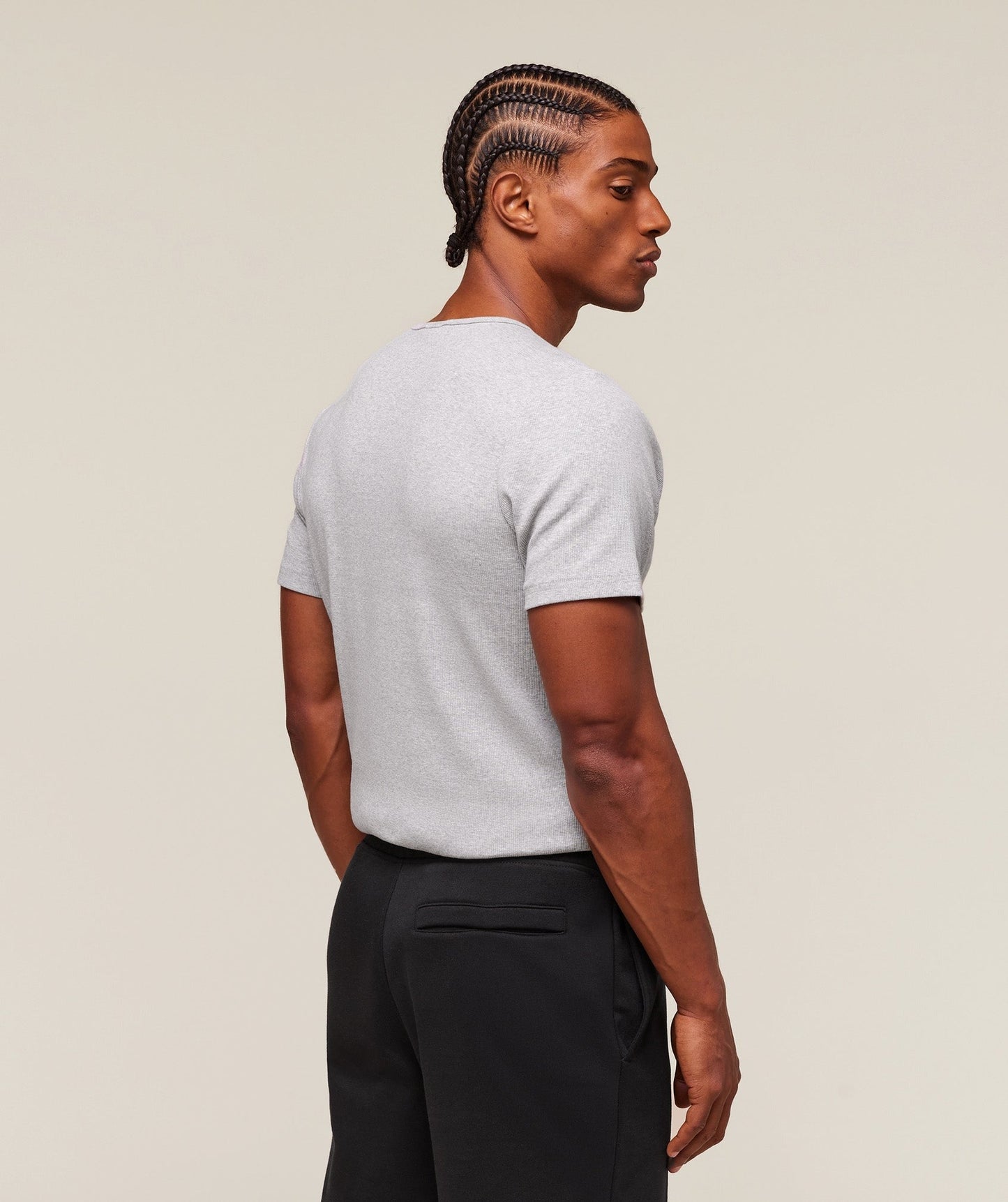 Gymshark Premium Ribbed T-Shirt - Light Grey Core Marl