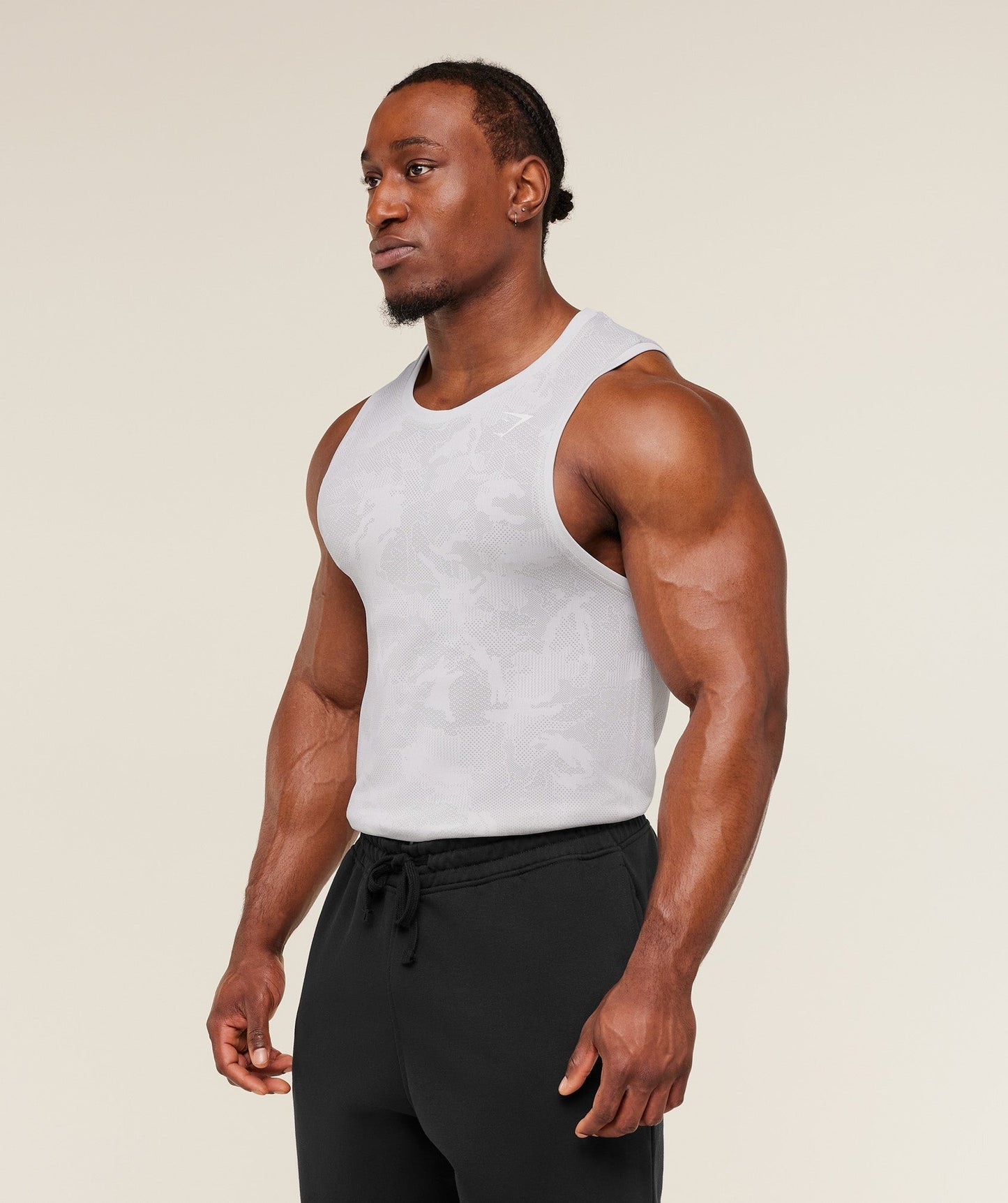Gymshark Geo Seamless Tank - White/Light Grey