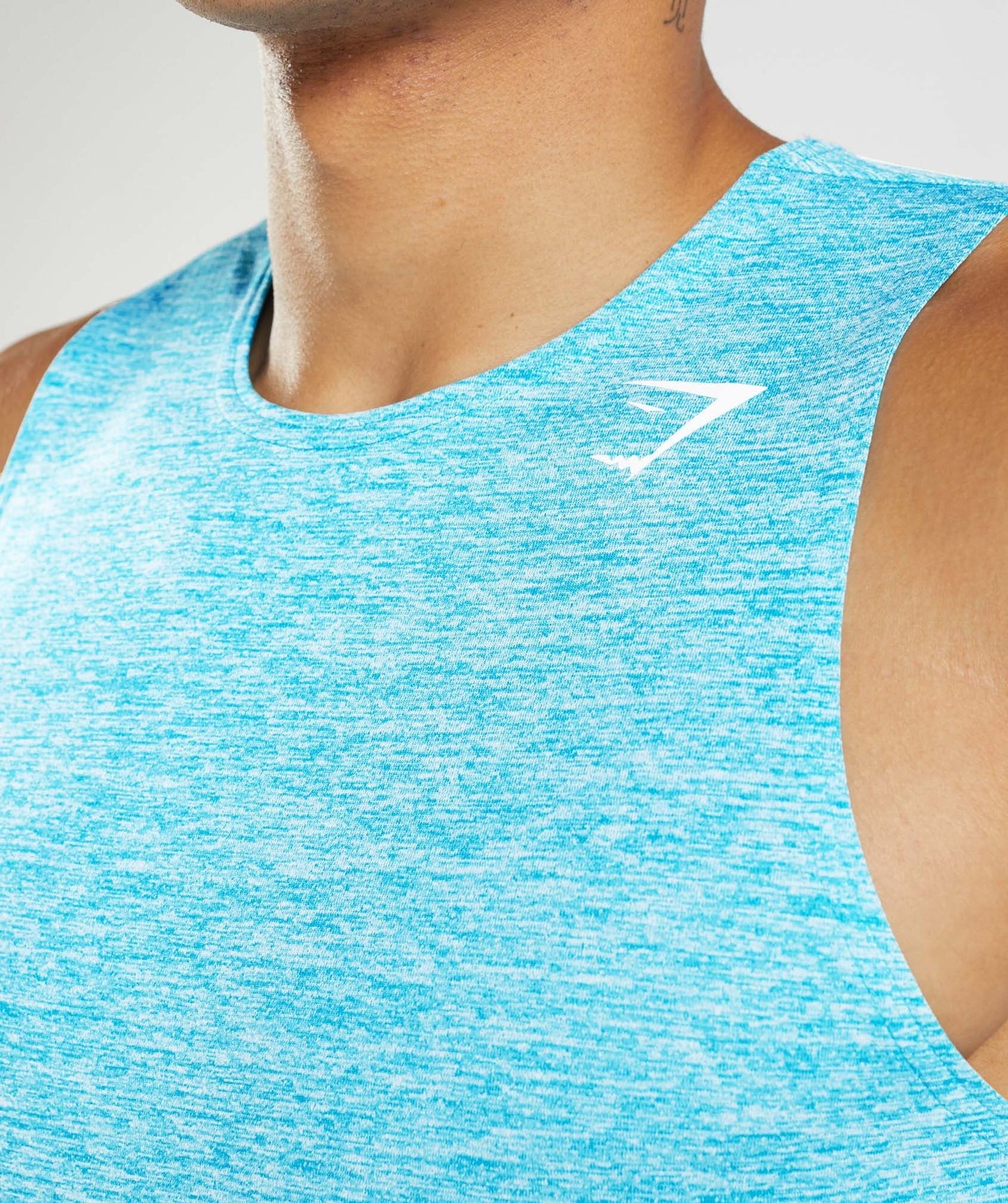 Gymshark Arrival Slim Marl Tank - Shark Blue/White Marl