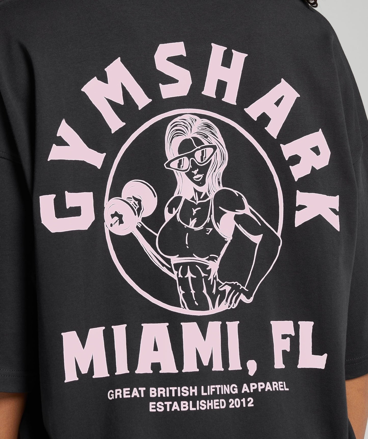 Gymshark Miami Graphic T-Shirt - Black/Dolly Pink