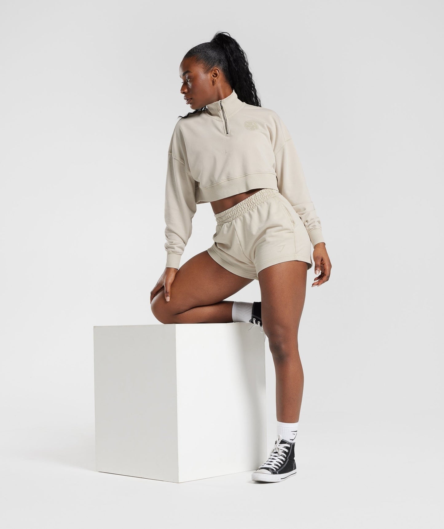 Gymshark Collegiate Sweat Shorts - Mushroom Brown