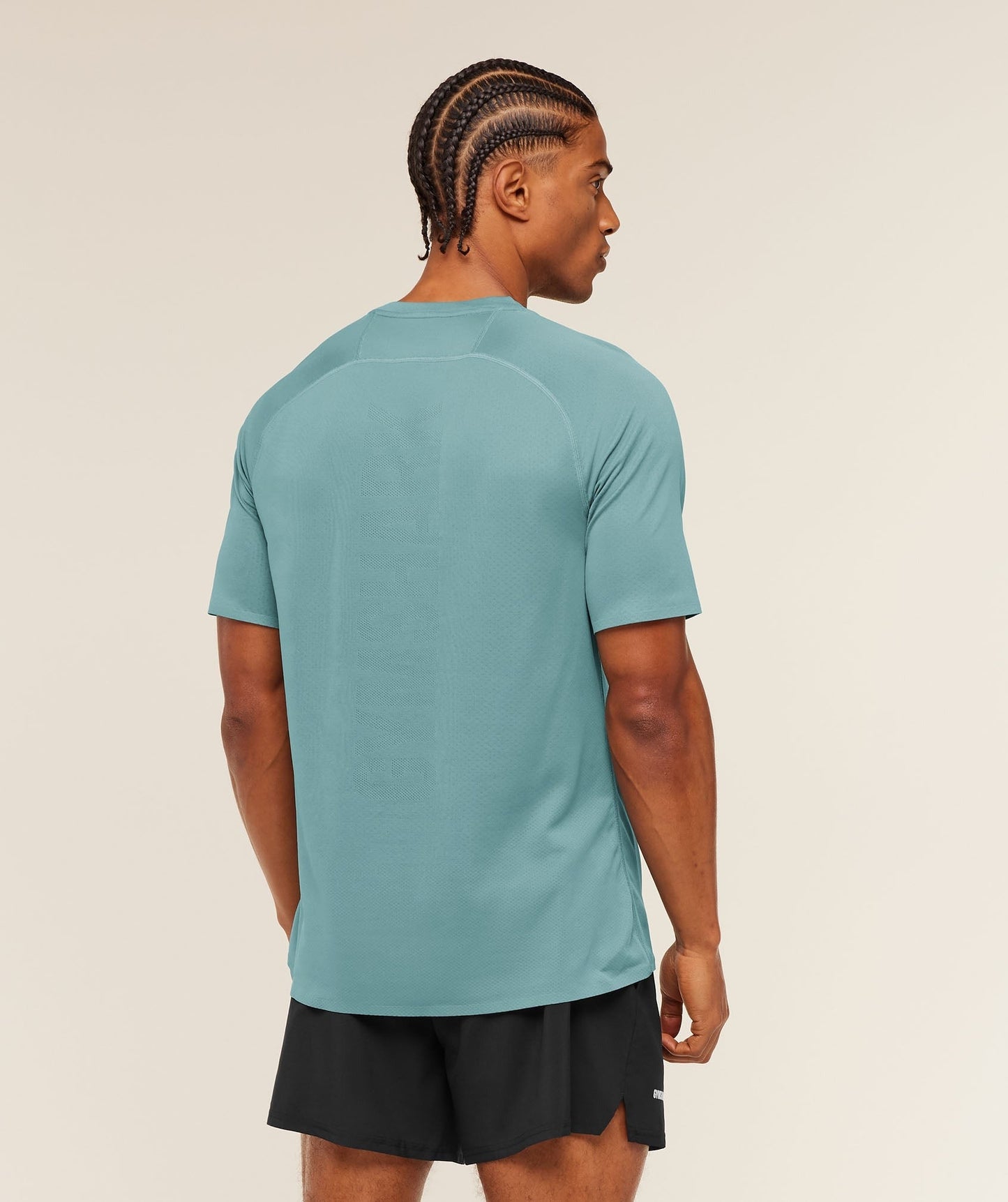 Gymshark Hybrid Engineered Jacquard T-Shirt - Storm Blue
