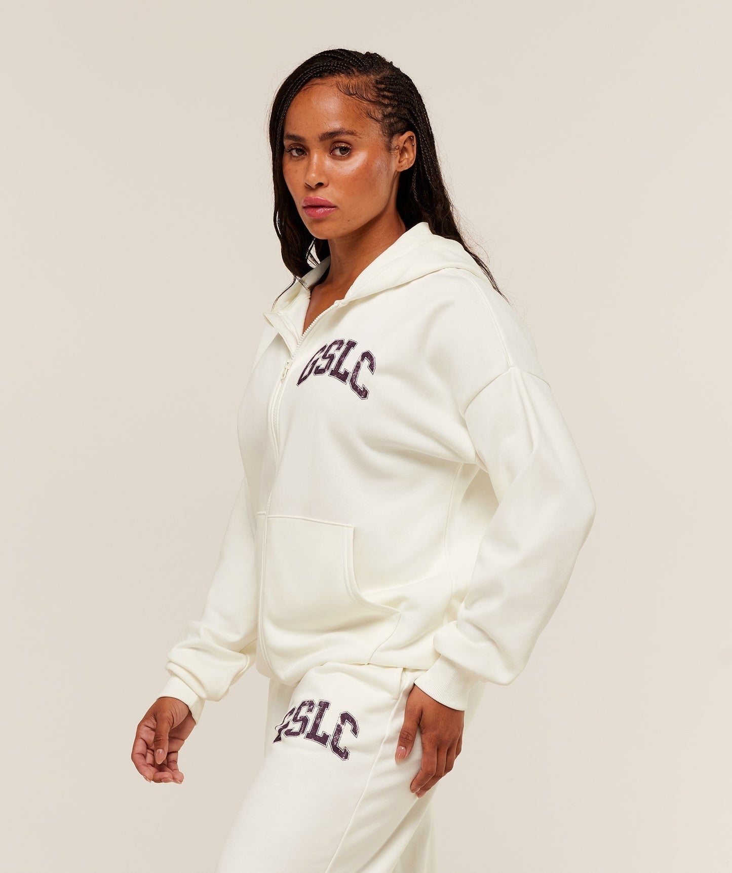 Gymshark GSLC Graphic Zip Up Hoodie - Soft White