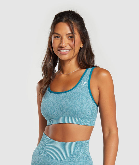 Gymshark Marl Seamless Scoop Bra - Light Blue Marl/Light Grey Marl/Turkish Teal