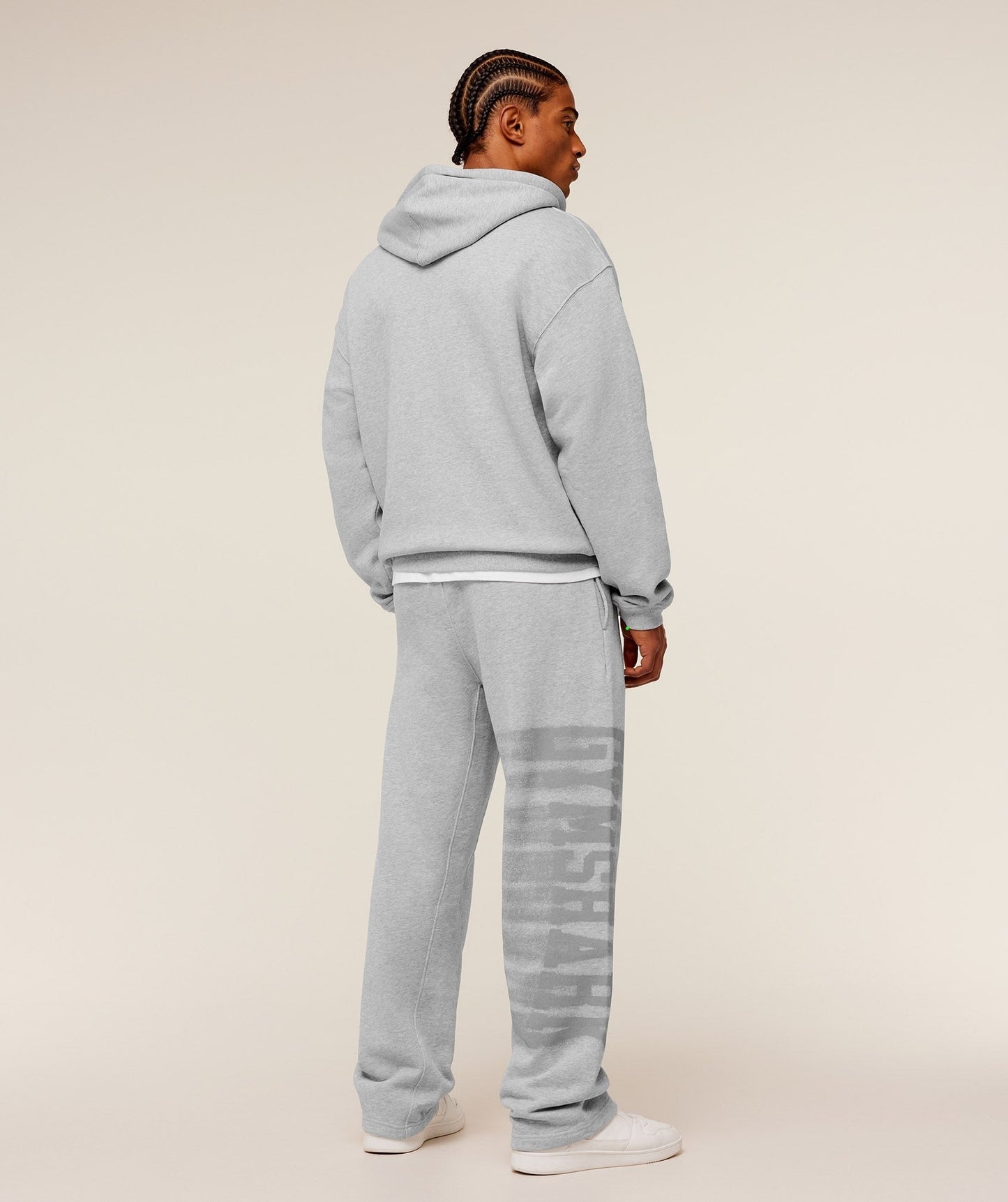 Gymshark Fade Graphic Straight Leg Pants - Light Grey Core Marl