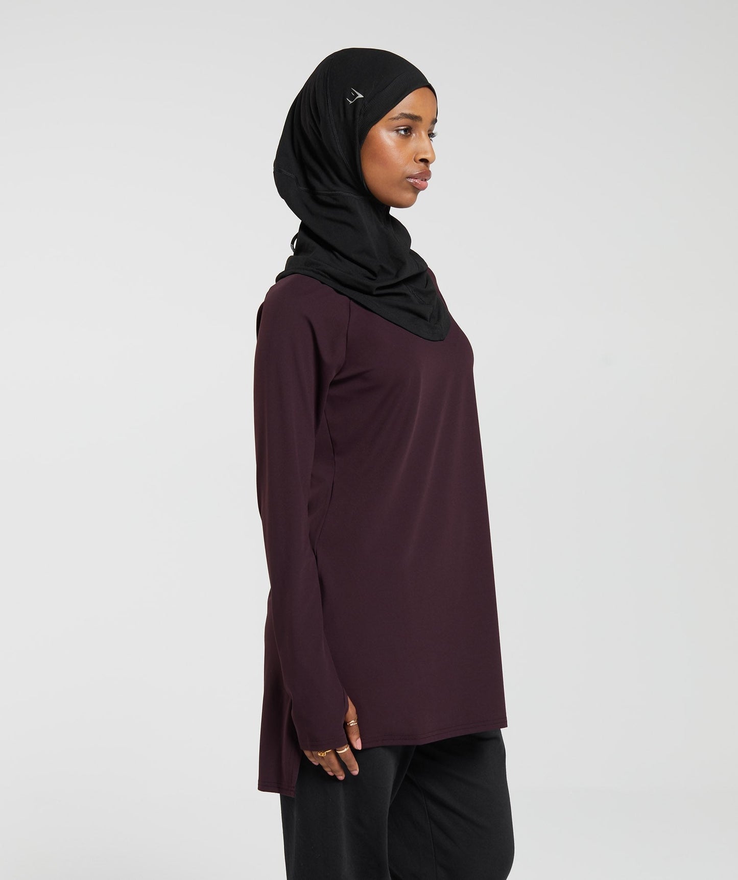 Gymshark Long Line Long Sleeve Top - Plum Brown