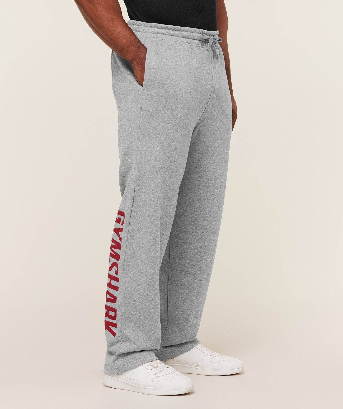 Gymshark Power Straight Leg Pants - Charcoal Core Marl/Sets Red