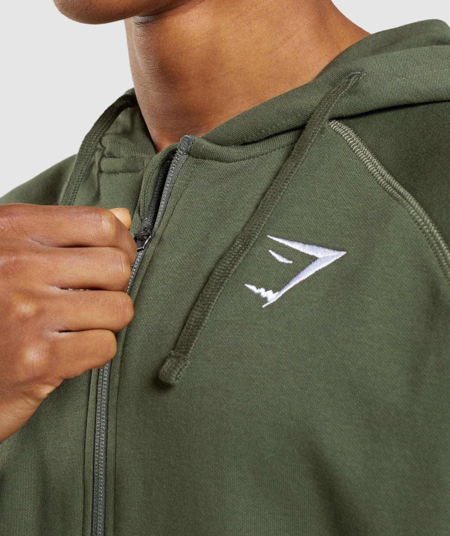 Gymshark Crest Zip Up Hoodie - Core Olive