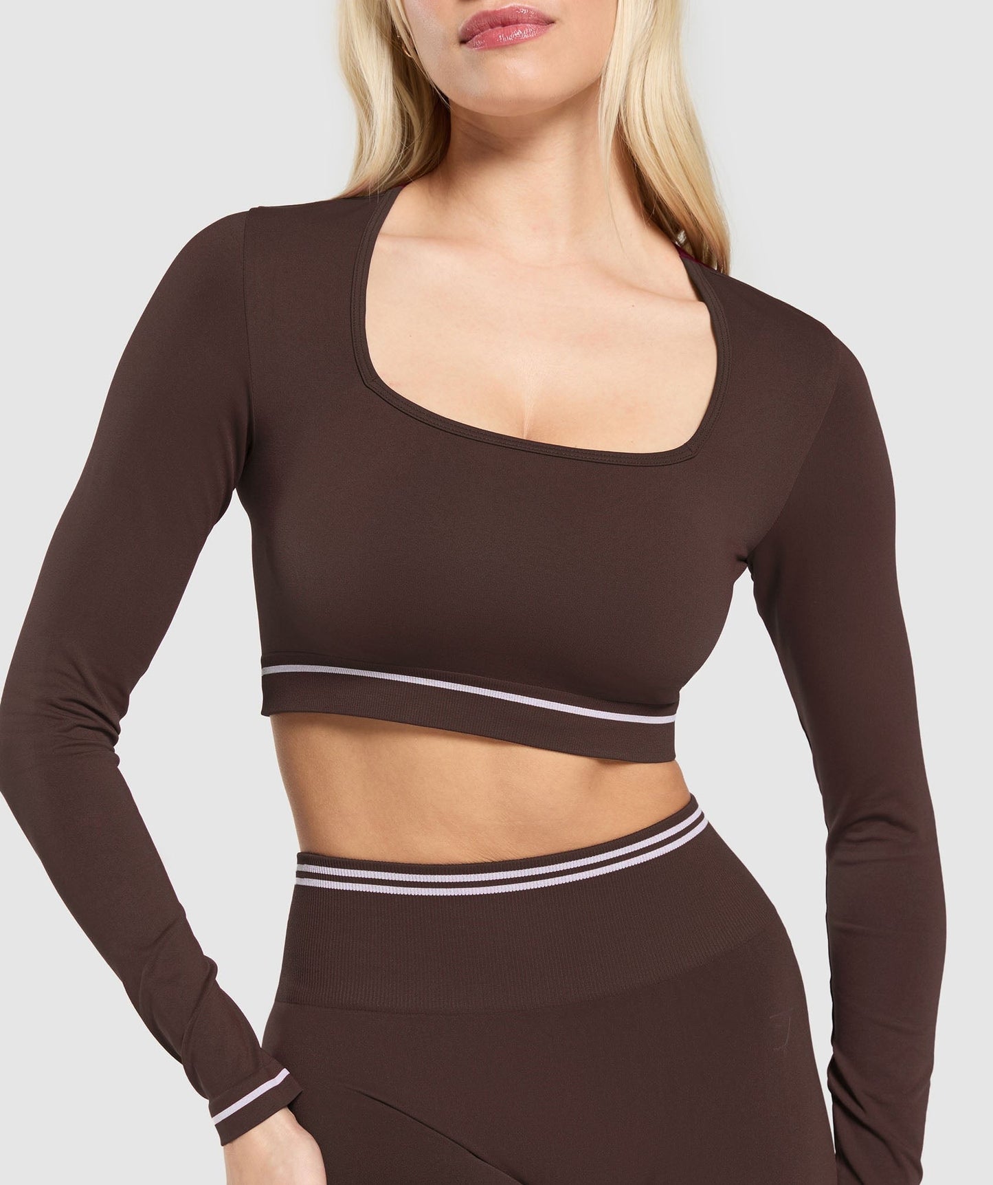 Gymshark Contrast Seamless Crop Top - Heritage Brown